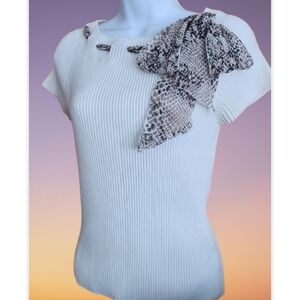 George Ribbed Short Sleeve Sweater Top Size M